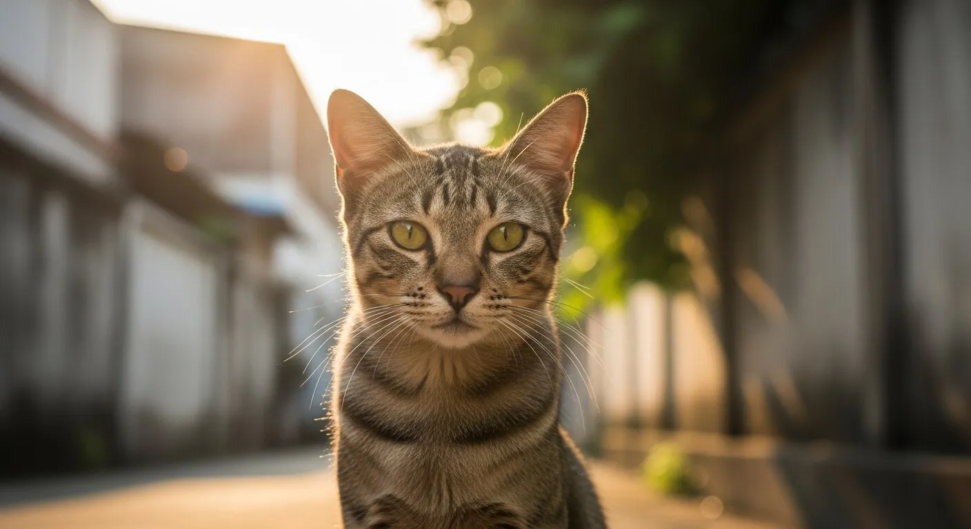 Community cat receiving veterinary care
