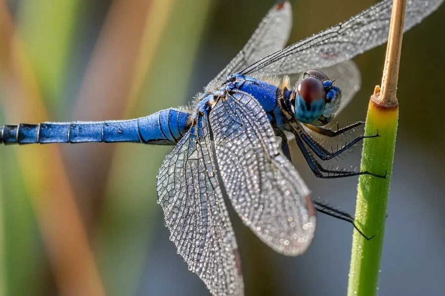 Dragonfly: wings open at rest.