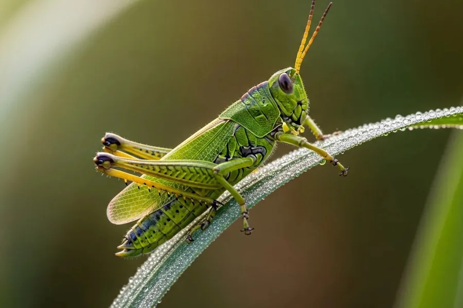 Grasshopper: shorter antennae.