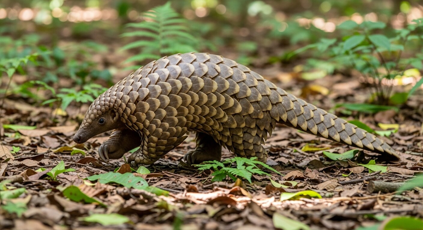 A pangolin recovered from a trafficking shipment receiving veterinary care