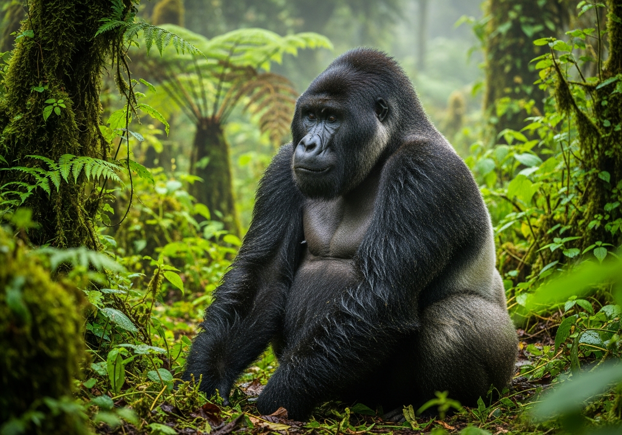 Mountain gorillas in montane forest — donation funds partner-led protection