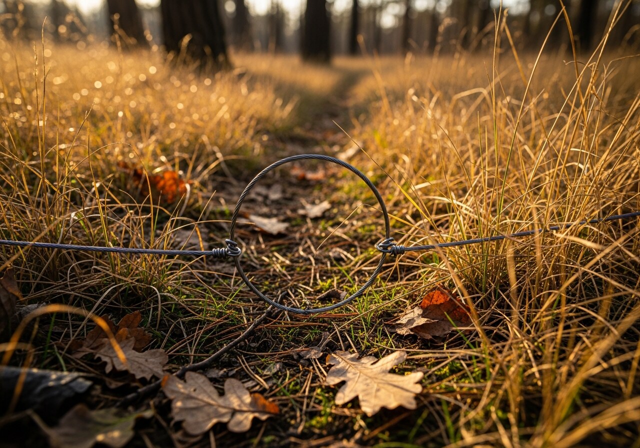Wire snares recovered by an anti-snaring patrol laid out for documentation