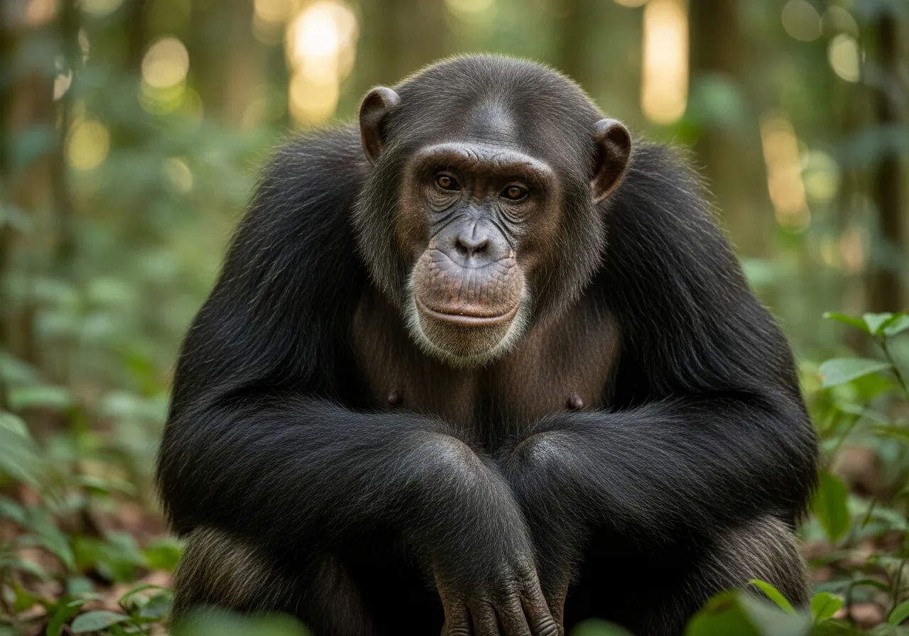 Chimpanzee — an ape without a tail, not a monkey